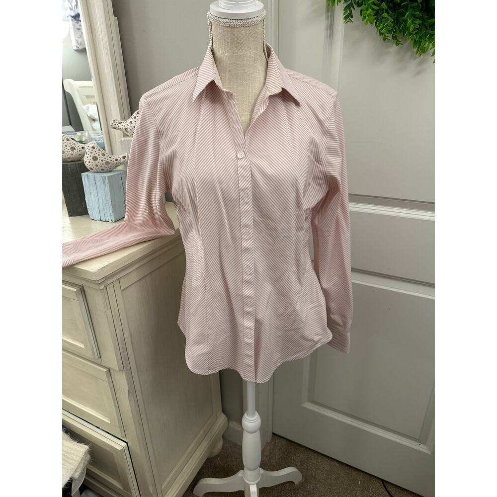 Brooks Brothers Women’s Size Small Petal Pink and White Stripe Blouse EUC